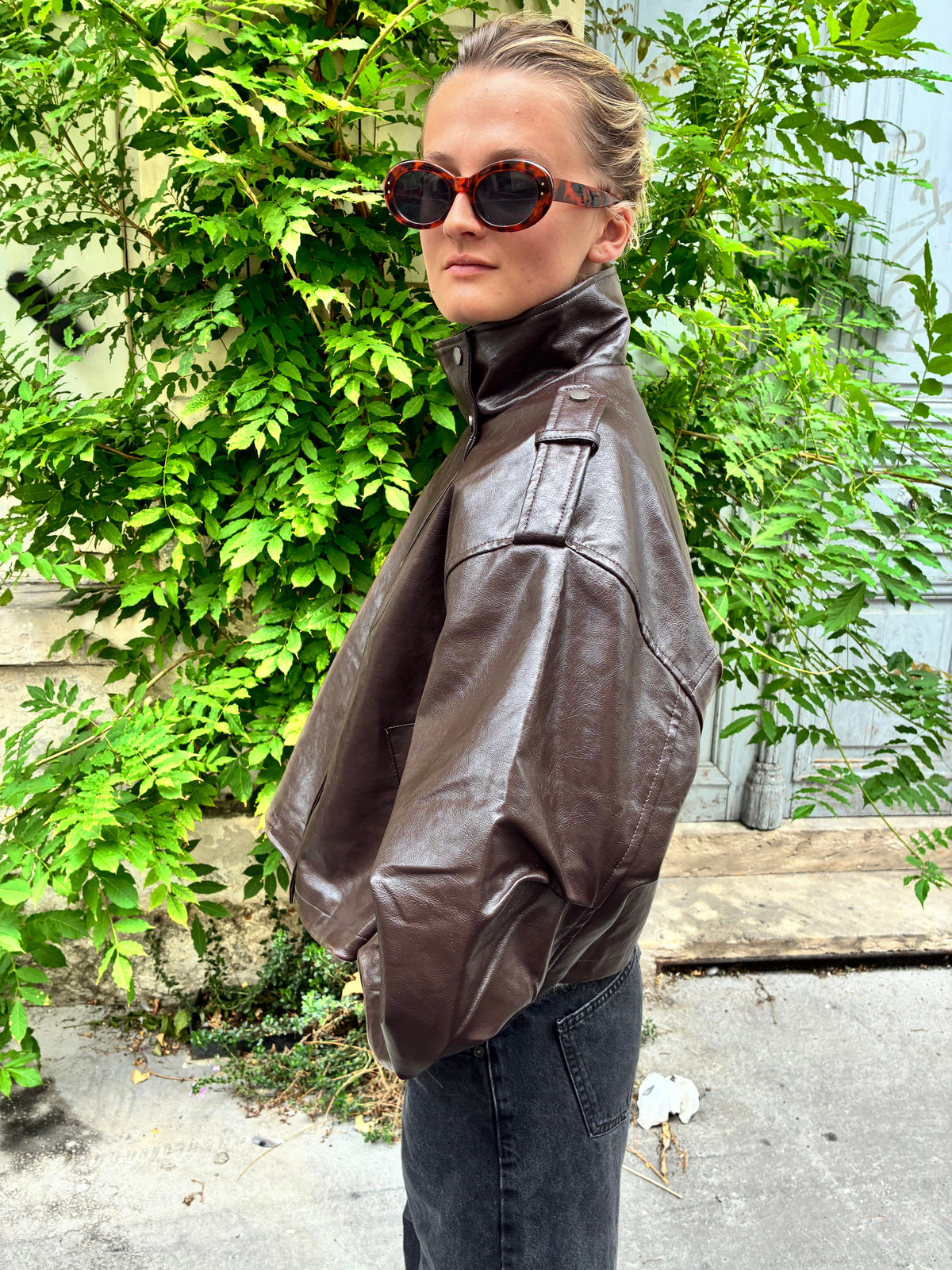 Veste en simili cuir marron Le Vestiaire