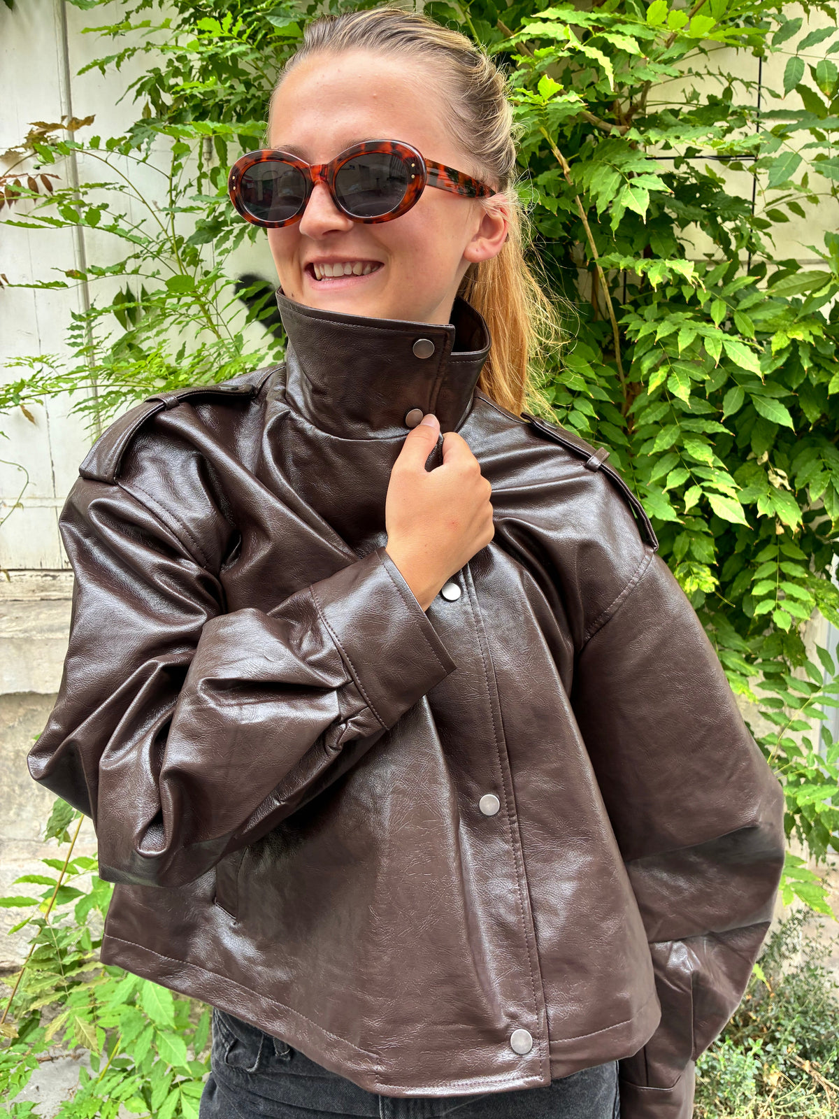 Veste en simili cuir marron Le Vestiaire